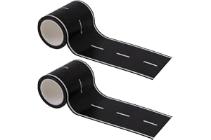 Goktvai 2 Rullar Svart Vägbana Tejp, 10m Rak Vägbands Tejp för Leksaksbilar Återanvändbar & Lätt att Dra Av Racing Tejper för