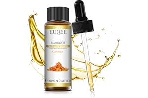 EUQEE Aceites Esenciales de Copaiba 10ml, 100% Puros Copaiba Aceite Esencial Naturales, Aceites Esenciales Aromaterapia para Humidificador, Difusor, Relajación