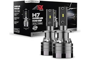 ASX Iluminación Super LED Off Road, 13W, 1170 Lúmenes reales, Lámpara de Faros Delanteros 12-70V. Bombillas LED Luz Blanca 6000K Chip CSP, Conversión Faros Led, IP68, PACK 2 (H7)