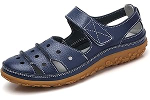 Z.SUO Sandalias Mujer de Cuero Planas Cómodos Casual Mocasines Loafers Moda Zapatos Plano Verano Sandalias y Chanclas