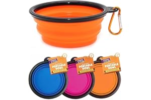 LETT Cooper n' Pals 1Pc Collapsible Dog Bowl Portable Silicone Collapsible Dog Water Bowl Pet Food Feeding Bowl Space Save Travel Pet Bowl with Carabiner Carry Hook Small 350ml (12fl oz) (1pc x Orange)