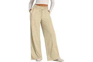 WILLBEST Womens Activewear Trousers Straight Wide Leg Yoga Pants Drawstring Lightweight Tracksuit Bottoms Workout Gym Joggers Causal Plain Lounge Sweatpant