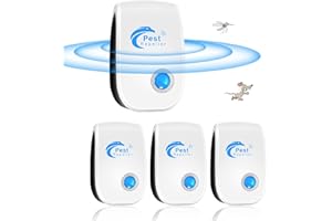 PUTAII Repelente Ultrasónico de Plagas, 4 Pack Electrónico Repelente Mosquitos Insectos, Ahuyentador de Ratones Ultrasonidos para Anti Mosquitos, Cucarachas, Ratones, Moscas, Arañas