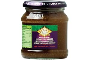‎PATAK'S PATAKs Hot Mango Chutney, scharf, fruchtig-süß, Ideal zum Würzen von Fleisch, Fisch, Käse oder als Dip, 1 x 340 g