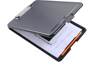 DoocliB klemmbrett a4 mit aufbewahrungsfach,Hochleistungs-Clips,klemmbrett mit deckel geringes Gewicht, glattes Schreiben für die Arbeit, Ideal für Schul, Heim,Büro Verwenden, (Schwarz)