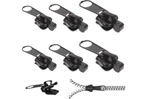 6 Stück Reisverschluss-Zipper Ersatz, Beojonvy Reißverschluss Reparatur Set, zipper für reißverschluss, Reisverschluss-Reparaturset für Jacken, Rucksäcke, Koffer (Schwarz)