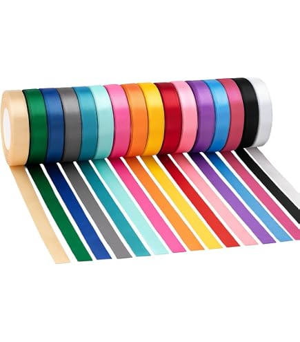 Pack Of 12 Ulticolor Satin Ribbons For Crafting (Each 6 X 22) Thin