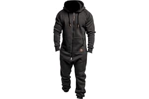 One Piece Hoodie Herr Fleece Hooded One Piece Jumpsuit Varm Onesie Dragkedja Romper Pyjamas Loungewear Outfit