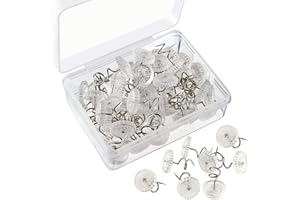 HAOHAI 100 Piezas Twist Pins, Tachuelas de Torsión de Cabezas de Plástico Transparentes Clavo de Tapicería para Fundas de Sofá