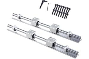 BEVDICNC Binario lineare SBR20, 1200 mm, 2 pezzi, colore argento, guida lineare con 4 blocchi di cuscinetti SBR20UU, 4 pezzi, collari di arresto per stampanti 3D fai da te e macchine CNC