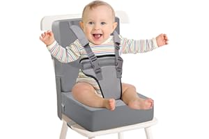 APEXXUS Sitzerhöhung Stuhl – 5-Punkt-Gurt Sitzkissen Kinder Baby PU Waschbar Tragbare Stuhl Sitzerhöhung mit Gurte Kindersitzkissen Hochstuhl für Reisen, Kompakte Leichte Reise Booster Sitz