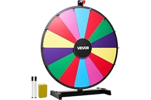 VEVOR Rueda de la Fortuna Interactiva, 14 Ranuras, con Soporte, Juegos Lotería Ruleta Ganadora con Borrador Pizarra, 2 Marcadores, 6 Colores Brillantes, para Fiestas, Ferias, 605 x 205 x 695 mm