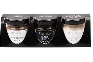 Lussiero Coffret Cadeau Truffes - Sauce à la Truffe Blanche Biancheto, Sauce à la Truffe Noire d'Été et Sauce à la Truffe Blanche Royale