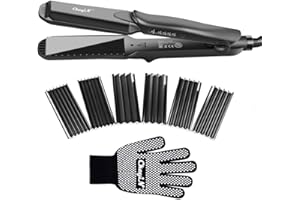 CkeyiN Piastra Per Capelli 4-1, Piastra Per Capelli, Piastra Lisciante Per Capelli Professionale ?Quattro Pettinature Sostituibili, Riscaldamento Rapido, Guanti Isolanti