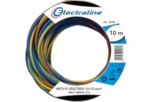 Electraline 25139 Cavo Unipolare N07V-K, Sezione 1x1.5 mm, 10 mt, Marrone/Blu/Verde/Giallo