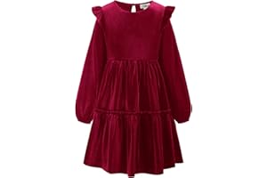 Danna Belle Mädchen Kleid Weihnachtskleid 6-12 Jahre Kinder Prinzessin Samt Festlich Kleid Winterkleid Cocktailkleid Freizeitkleid Langarm Party