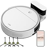 OKP life Robot Aspirapolvere, 2500Pa, Wi-Fi/App/Alexa, Autonomia di 120 Min, Ricarica Automatica, Ideale per Peli di Animali 