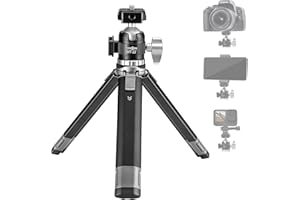 Vkesen Mini Tripod for Camera and Phone, travel Tripod Stand with 360°Adjustable Ball Head & Cold Shoe, Small Tripod for Camera, DSLR Camera, Cellphone, Mirrorless, Projectors, Webcams, GoPro