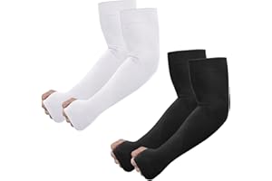 Newbyinn Arm Sleeves with Thumb Hole for Men Women Youth, UV Sun Protection, Tattoo Cover Up, UPF 50, Cooling, Compression - 2 & 4 Pairs