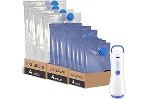 Sac sous Vide Vetement Aspirateur avec Pompe Électrique, 12 Sac de Rangement sous Vide (4 * 100x80cm, 4 * 74x54cm, 4 * 64x47cm), Sac sous Vide Voyage, Déménagement, Rangement