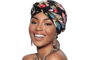 DRESHOW Women Turban Pre-Tied Twisted Braid Hair Cover Wrap Hat African Beanie Headwraps Chemo Cancer Cap