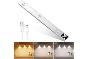 ‎TAILCAS Unterbauleuchte Küche Led, 2000mAh USB-C Wiederaufladbar Led Schrankbeleuchtung mit Bewegungsmelder, 3 Farbtemperaturen Dimmbar Led Lichtleiste, Ultradünnes Schrankleuchten für Schrank Kleiderschrank