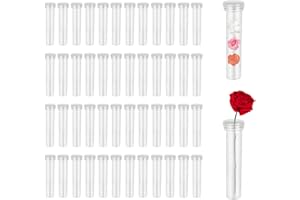 Amfrpar 50 Stück Blumenröhrchen Blumen Wasserröhrchen Kunststoff mit Kappe Orchideenröhrchen Wiederverwendbar Reagenzgläser für Blumen (7,2x1,8 cm Transparent)