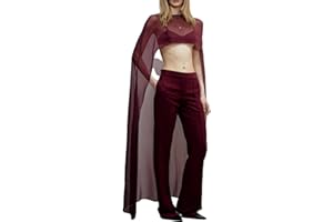 Acrawnni Chiffon Cape for Women Sheer Mesh Shawl Wraps Tulle Bridal Flowy Capelets for Evening Dress Crop Cover Up Poncho