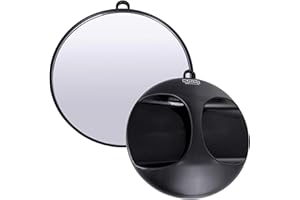 ‎PONIK'S PROFESSIONAL PONIK'S PROFESSIONAL - Tragbarer schwarzer professioneller Friseurspiegel für Salonfriseure, Schwarz, 28 cm, Runde