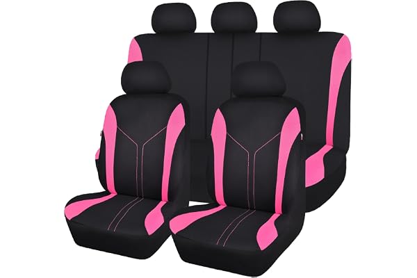 Flying Banner Universal Mode Maille Housses de siège de Voiture (Ensemble Complet, Noir Rose)