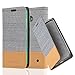 Produktbild Cadorabo Hülle für Nokia Lumia 630 - Hülle in HELL GRAU BRAUN - Handyhülle mit Standfunktion und Kartenfach im Stoff Design - Case Cover Schutzhülle Etui Tasche Book