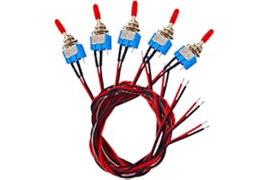 Senven 5pcs professionnelle mini commutateur à bascule avec pré-câblé, sur-arrêt à 2 positions 3 broches 3v / 5v / 12v / 220v / 240v pour voitures, camions, bateaux - 3a 250vac / 6a 125vac