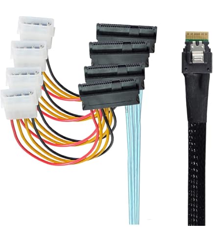 Câble Slimline SAS SFF-8654 8i vers double SSD NVME U.2 SFF-8639 (0,5 m Câble Slimline SAS SFF-8654 8i vers double SSD NVME U.2 SFF-8639 (0,5 m