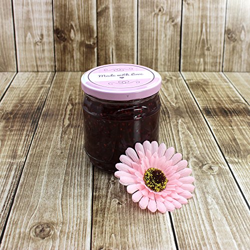 COM-FOUR® 40x Ersatzdeckel „Made with love“, Deckel für Sturzgläser, Marmeladengläser, Einmachgläser, TO 82 cm - 2