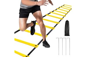 QITIXI:OU Échelle de coordination - 9 m - Échelle d'entraînement - Échelle de vitesse d'agility/vitesse - Avec sac - Largeur de 42 cm - Pour l'entraînement de la force, de l'endurance, de la technologie à la