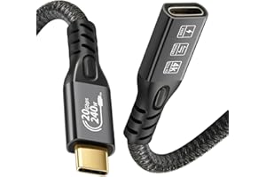 CHENLENIC Kabel przedłużający USB C 3.2, żeńskie kable USBC Gen2 typu c 4K przy 60 Hz 240 W ładowanie 20 GB/sek. Transfer danych z zewnętrznym dyskiem SSD eGPU (rozszerzenie 20G, 240 W, 2 M)
