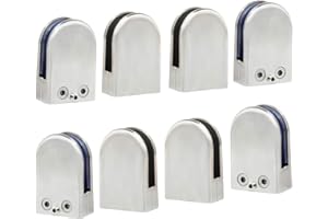 Discoball 8 PCS (10-12mm) Pince à Verre Porte-Verre En Acier Inoxydable 304 Support de Serrage Clamp Clip Plat Main Courante Fenêtre Balustrade Réglable Escalier Salle de Bains