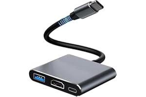 OMIVINE 4K USB C auf HDMI Multiport Adapter, USB Typ-C PD100W Schnellladeanschluss & USB 3.0 Anschluss, Typ-C zu HDMI Video Konverter für iPhone 15/MacBook Pro/MacBook Air/Ipad/Samsung/Pixel, etc