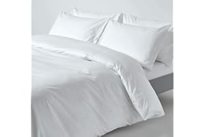 HOMESCAPES Komplet pościeli ze 100% egipskiej bawełny 200 nitek, poszwa na kołdrę 230 x 220 cm i 2 poszewki na poduszki 50x75 cm, kolor biały