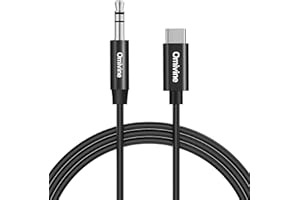 OMIVINE USB C to 3.5mm Audio Aux Jack Cable (1.1m), USB Type C to 3.5mm Headphone Stereo Cord Car for iPhone 15/Plus/Pro/Pro Max, iPad Pro 2018, Samsung Galaxy, Pixel, Moto Z, Huawei, HTC and more - Black