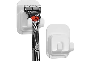 Linkidea Samoprzylepny uchwyt na maszynkę do golenia, 2 sztuki, uchwyt do golenia prysznicowego do łazienki, kompatybilny z Vikings Blade the Chieftain, Merkur Classic MK-23C (biały)