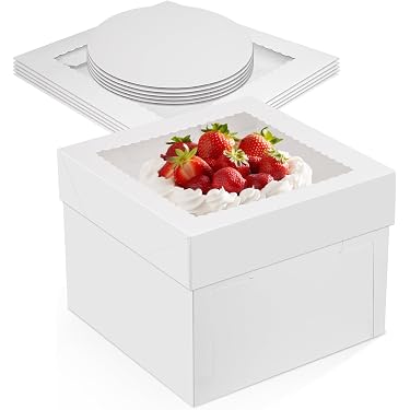 Boîte à Gâteau En Carton - 2 Pièces Avec Fenêtre - Transport Facile Pour Desserts