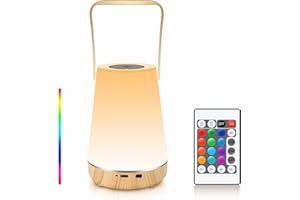 Bawoo Lampe de Chevet Tactile, Veilleuse Enfant LED Portable avec 13 Couleurs, Lampe Nuit Rechargeable avec Télécommande Minuterie et Luminosité Ajustable Lampe de Table Sans Fil pour Chambre Salon