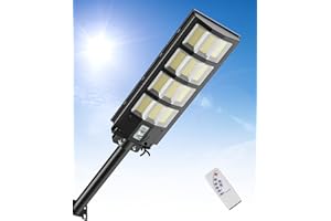 Bellanny 600W Lampe Solaire Exterieur - 468 LED Solaire Exterieur Lampadaire, 6500K DéTecteur de Projecteur LED Jardin Lampe avec TéLéCommande, IP65 Impermable Pour Rue Garage Éclairage public
