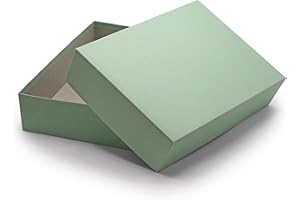 ‎NEUSER PAPIER NEUSER PAPIER Hochwertige Aufbewahrungs- und Geschenkboxen - 1 Stück - DIN A4 - Eukalyptus (Grün) bezogen - 302 x 213 x 70 mm, Schul-/Studienabschluss