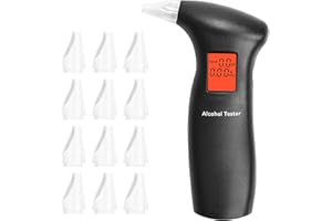 LoQuick Alkoholtester, Polizeigenau Alkoholmessgeräte mit 12 Mundstücken, Professioneller Alkohol Tester mit LCD-Bildschirm Halbleiter Sensorik für den persönlichen professionellen Gebrauch