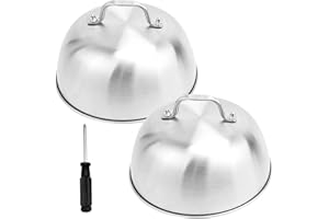 Ticeed 2 Piezas/Set Tapas para Hamburguesas de Acero Inoxidable 304 Tapas para Hamburguesas Duro para Queso, Hamburguesas, Filetes （16 * 16 * 6.5CM）