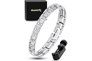 MagnetRX® Women's Ultra Strength Magnetic Bracelet - Effective Titanium Magnetic Bracelets for Women - Adjustable Bracelet Length with Sizing Tool for Perfect Fit (Silver)
