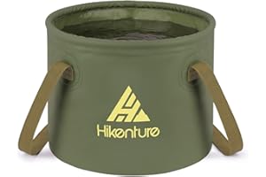 HIKENTURE Składana miska do użytku na zewnątrz, 10 l/15 l/20 l, składane wiadro na kemping, składane wiadro z trwałej tkaniny plandekowej, jako miska do prania, miska do zlewozmywaka, wiadro Angel do