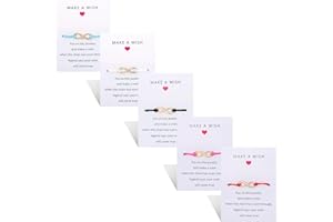 Milacolato Set di Braccialetti per Amicizia 5 Pezzi con Scheda Messaggi Esprimi un Desiderio Bracciale Regolabile Cuore a Mano Bracciale Fatto a Mano Regali di Gioielli di Moda Semplice da Donna
